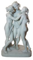 ERNESTO GAZZAERI, ‘THE THREE GRACES', marble signed on base "E. GAZZERI ROMA", (H: 77cm)