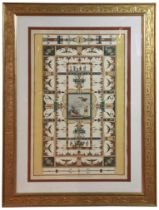 A large Italian coloured engraving "Domus Aurea", (canvas: H: 92cm, W: 56cm)