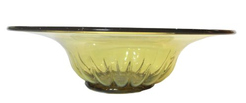 A large glass european amber tinted table bowl (56 x 15.5 cm)