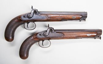 A PAIR OF LANCASTER OFFICERS PERCUSSION PISTOLS, the octagonal barrels engraved ‘London’ with