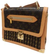 LOUIS VUITTON SATCHEL HANDBAG WITH LV LOGO UPPER AND TEXTURED WEAVE LOWER No.0098 with dust bag