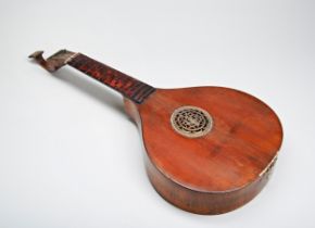 AN 18TH CENTURY PRESTON 'ENGLISH GUITTAR'; with tortoisehell fretboard and watch key tuners, stamped