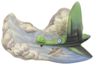 A VINTAGE CROWN DEVON 'BATTLE OF BRITAIN' WALL PLAQUE, the three dimensional plaque depicting a