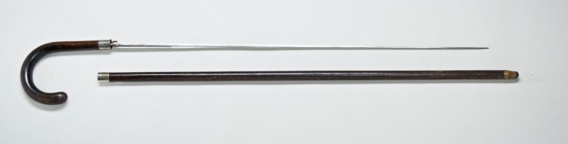 A LATE 19TH CENTURY SWORD STICK with an etched Toledo blade. 91 cms