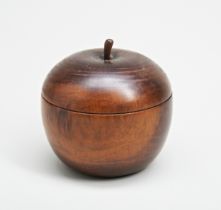 A WOODEN APPLE SHAPED TURNED BOX. 10cm Provenance: from the Private Collection of the Late 'Great'