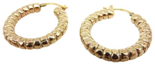 A PAIR OF ITALIAN SILVER GILT HOOP EARRINGS, graduated bobbin form, stamped 'Italy 925' 5 grams