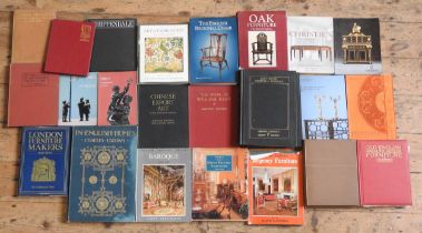 A GROUP OF HARDBACK REFERENCE BOOKS, relating to furniture makers, Asian art and embroidery, along