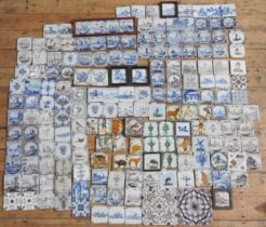 A LARGE COLLECTION OF DELFT, BRISTOL DELFT AND OTHER TILES, 18TH AND 19TH CENTURY WITH SOME