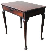 A GEORGE III MAHOGANY SIDE TABLE, CIRCA 1780, rectangular form with single frieze drawer, raised
