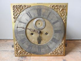 AN 8 DAY LONGCASE MOVEMENT. 12 Inch brass dial signed Edward Aldridge, Deale, subsidiary seconds,