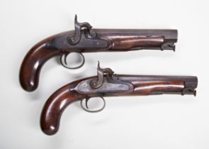 A PAIR OF PEACOCK OFFICER'S PERCUSSION PISTOLS the octagonal barrels engraved 'London'; with