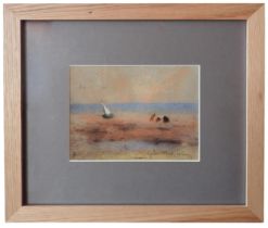 GABRIELLE BELLOCQ (1920-1999) 'BEACHCOMBERS' PASTEL/PAPER, signed in lower right corner, inscribed