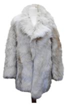 A VINTAGE LADIES ARCTIC FOX FUR JACKET, satin lined