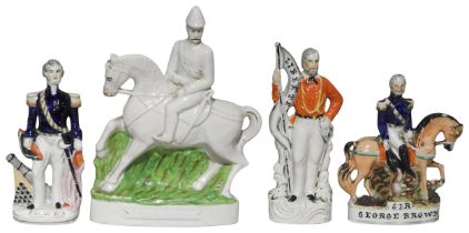 A GROUP OF FOUR 19TH CENTURY STAFFORDSHIRE MILITARY FIGURES, including a figure of General Napier, a