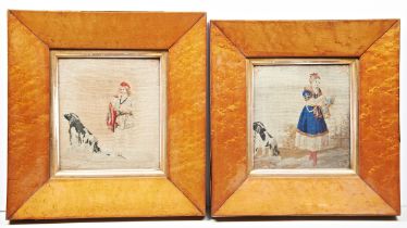 A VICTORIAN CHINOISERIE STYLE WOOLWORK AND NEEDLEWORK PANEL, a pair of Victorian petit point