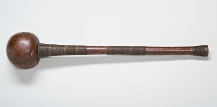 A GOOD ZULU KNOB KERRY, the haft with fine copper wire binding in three sections. 57 cms long
