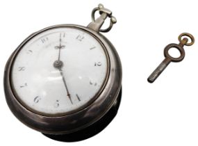 A SILVER PAIR CASED POCKET WATCH THE MOVEMENT SIGNED BARKER 3399, the case hallmarked for London
