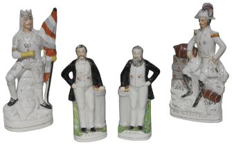 A PAIR OF 19TH CENTURY STAFFORDSHIRE FIGURES OF SANKEY & MOODY, both modelled standing with their