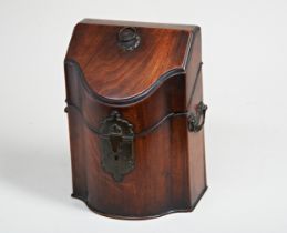 A GEORGE III MAHOGANY KNIFE BOX  of small proportions, the interior now removed. 26 x 13 x 19 cms