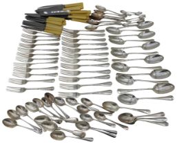 A SILVER CUTLERY SERVICE COMPRISING 24 FORKS IN TWO SIZES, 24 SPOONS IN TWO SIZES, ASSORTED SILVER