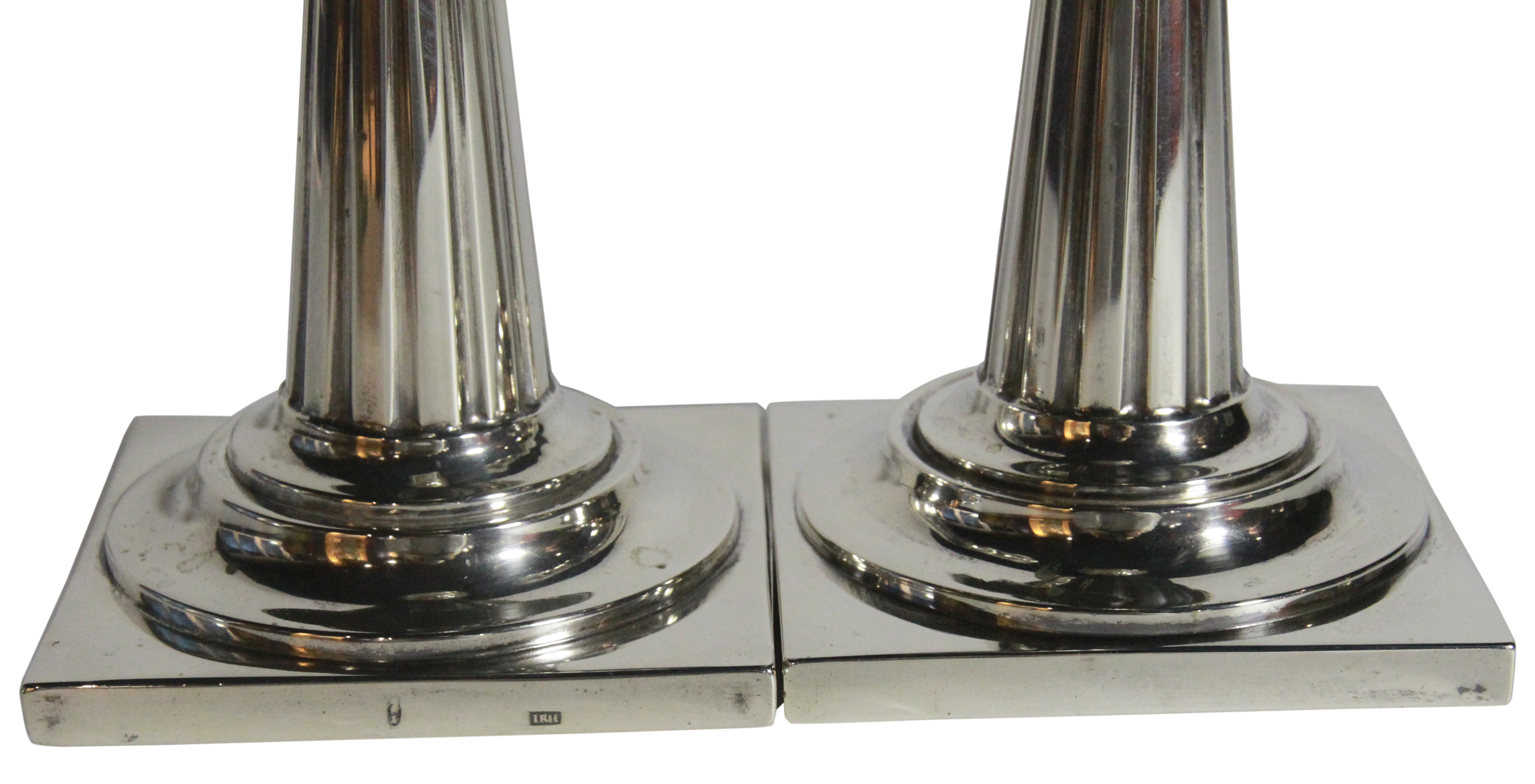 A pair of German Silver candlesticks of round form & column shafts. 1795 - 1797. (614 grams) - Maker - Image 3 of 3