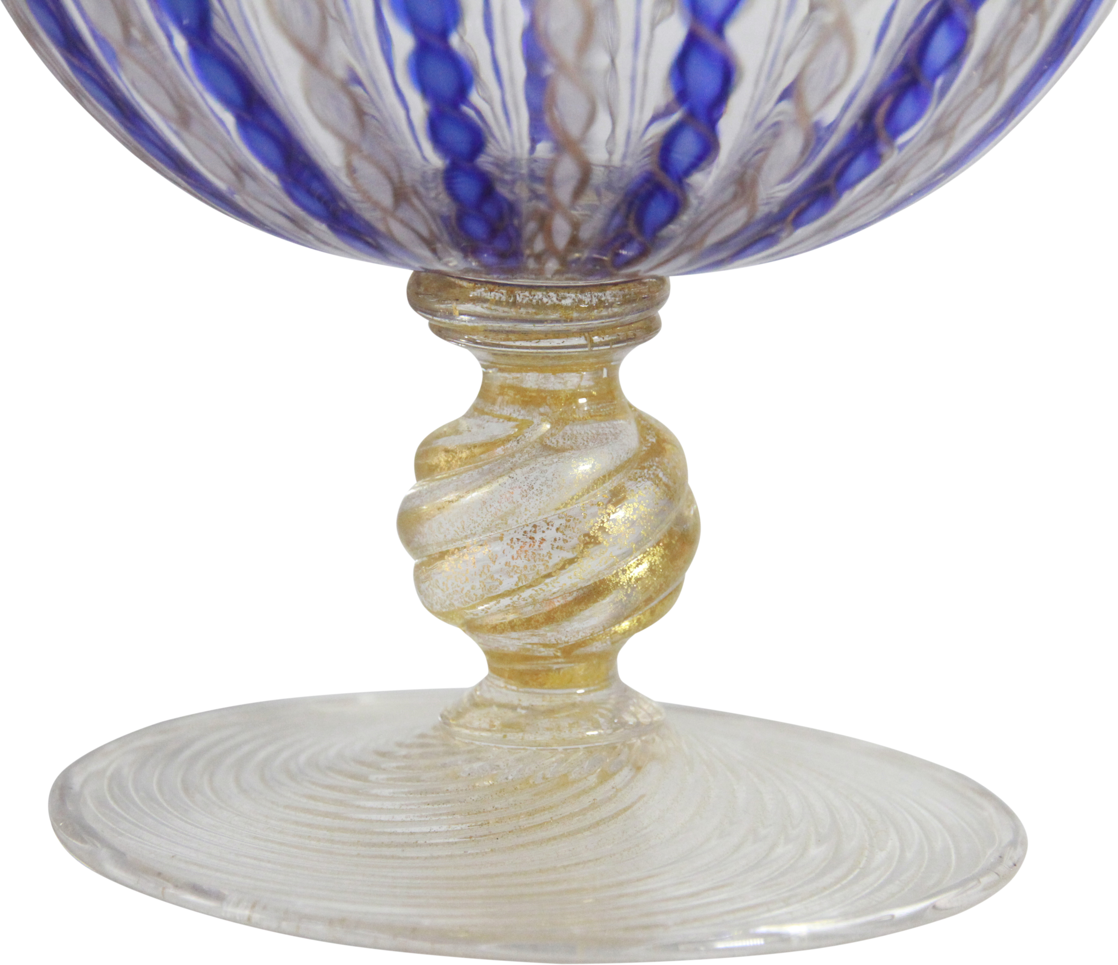 A Venetian suite of decorative desert, bowls & urns decorated in blue & gilt, 15 pieces total, - Image 3 of 12