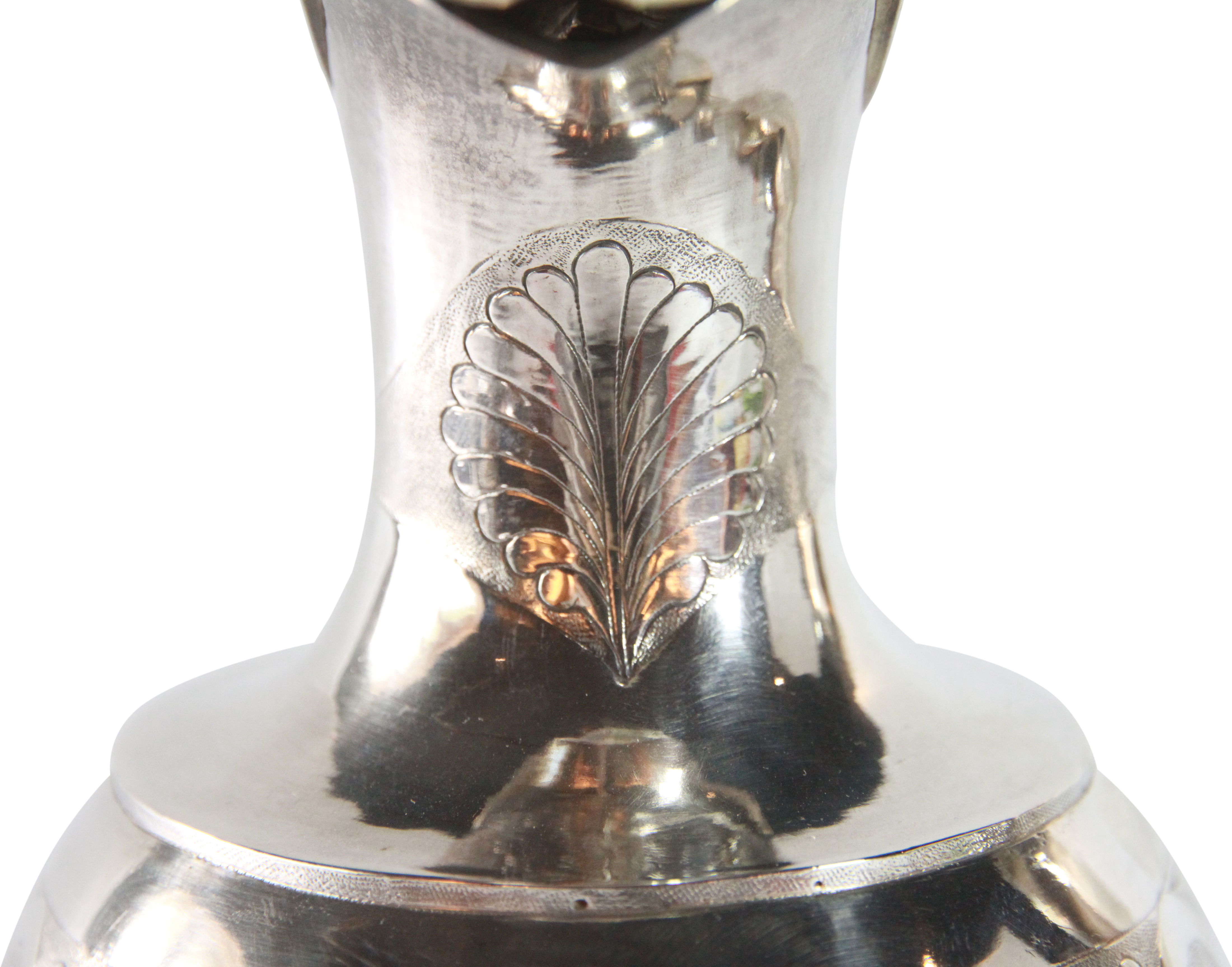 Two Viennese silver ewers with scrolled handles & acorn leaf etched design upon circular bases. - ( - Image 4 of 9