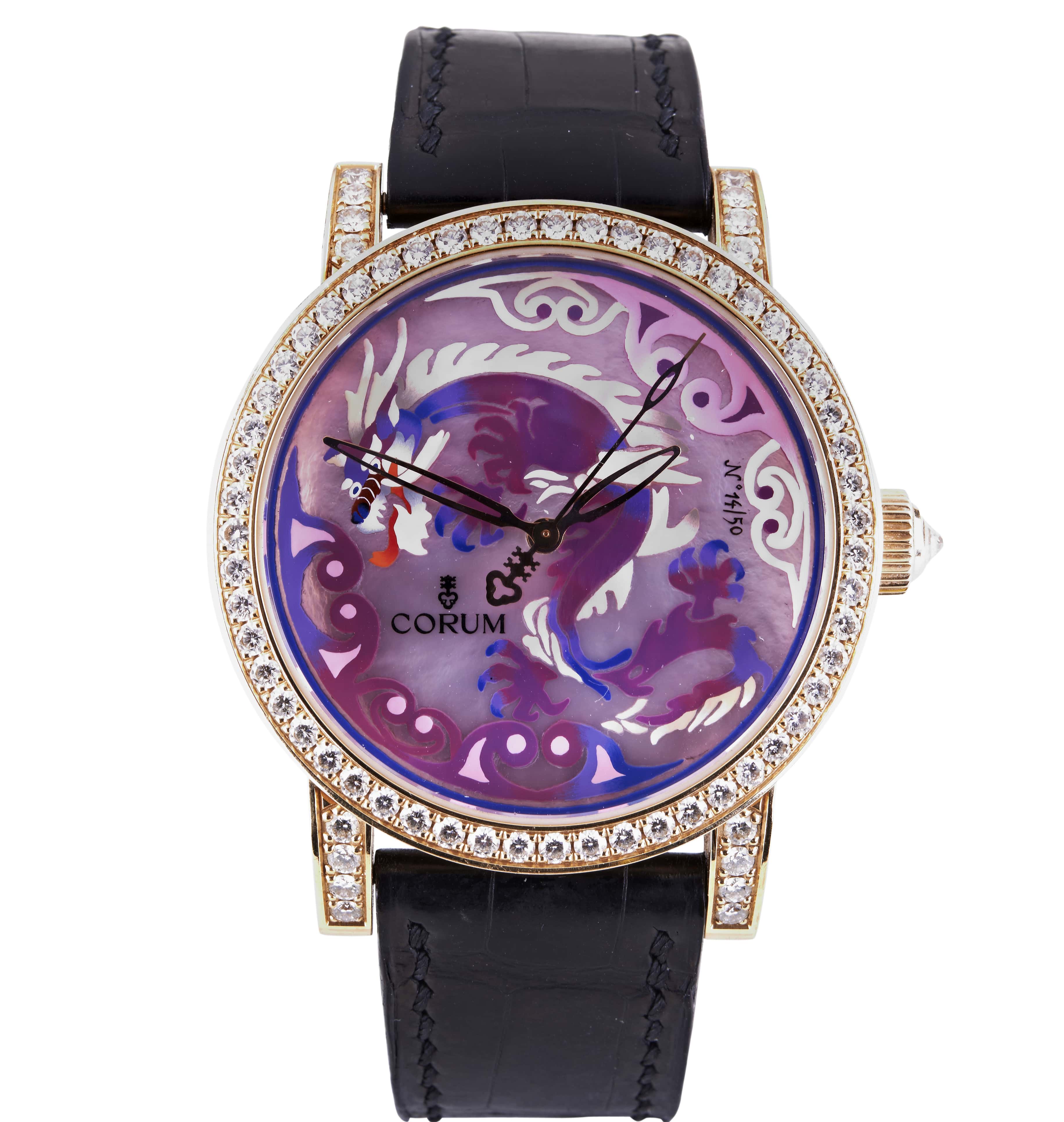 CORUM REF 982.202.85 AN 18 CARAT ROSE GOLD CLASSICAL FLYING DRAGON LIMITED EDITION WRISTWATCH signed