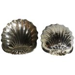 A pair of Italian silver shell scrolled bowls. Makers mark "BA" 1870's - (28x28cm) and (1,365