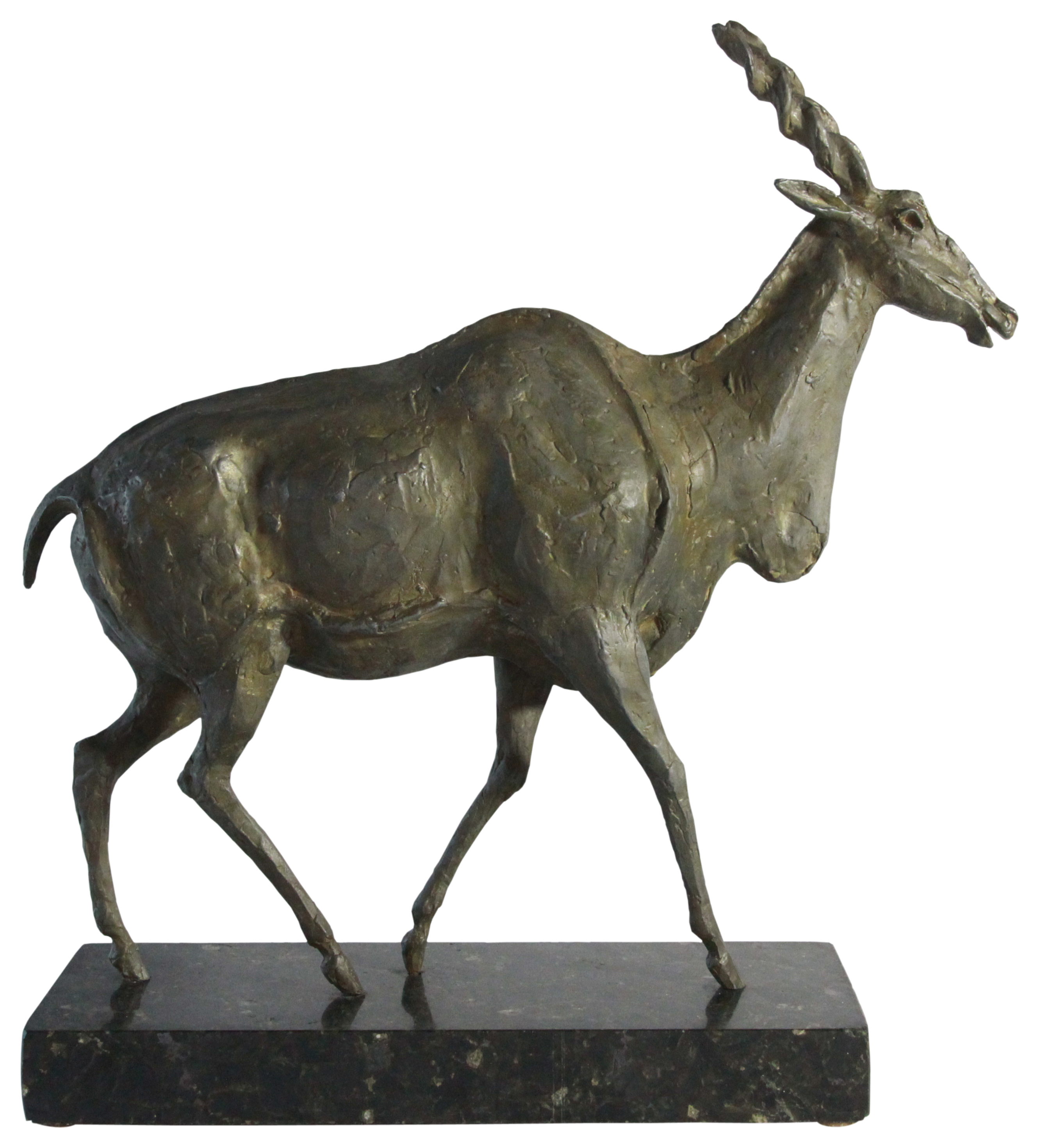An Art Deco bronze sculpture of an Antelope upon a marble base, (H: 60cm, W: 15.5cm, L: 55cm), - Image 4 of 5