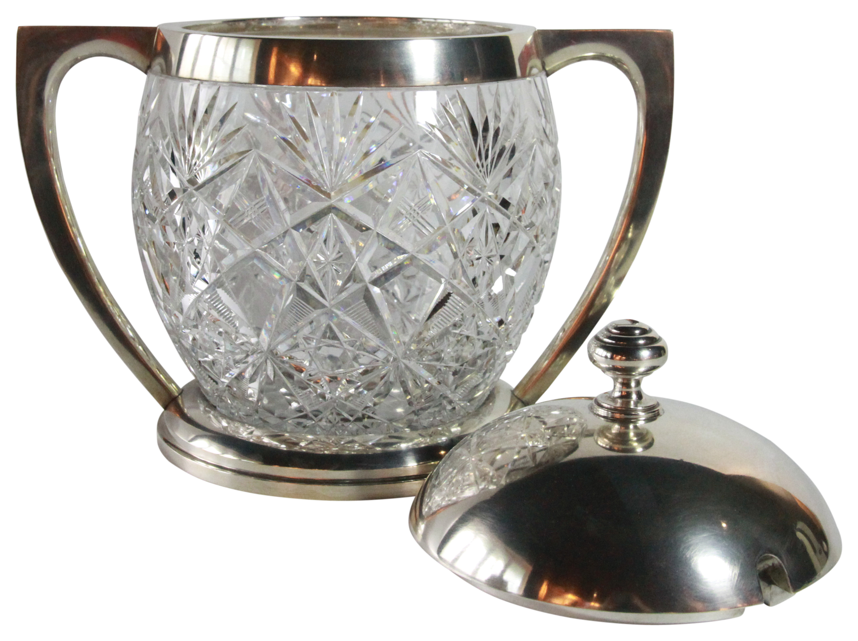 A large european cut glass two handled ice pail - Art Deco style, (H: 32cm), PROVENANCE: Property of - Image 2 of 2