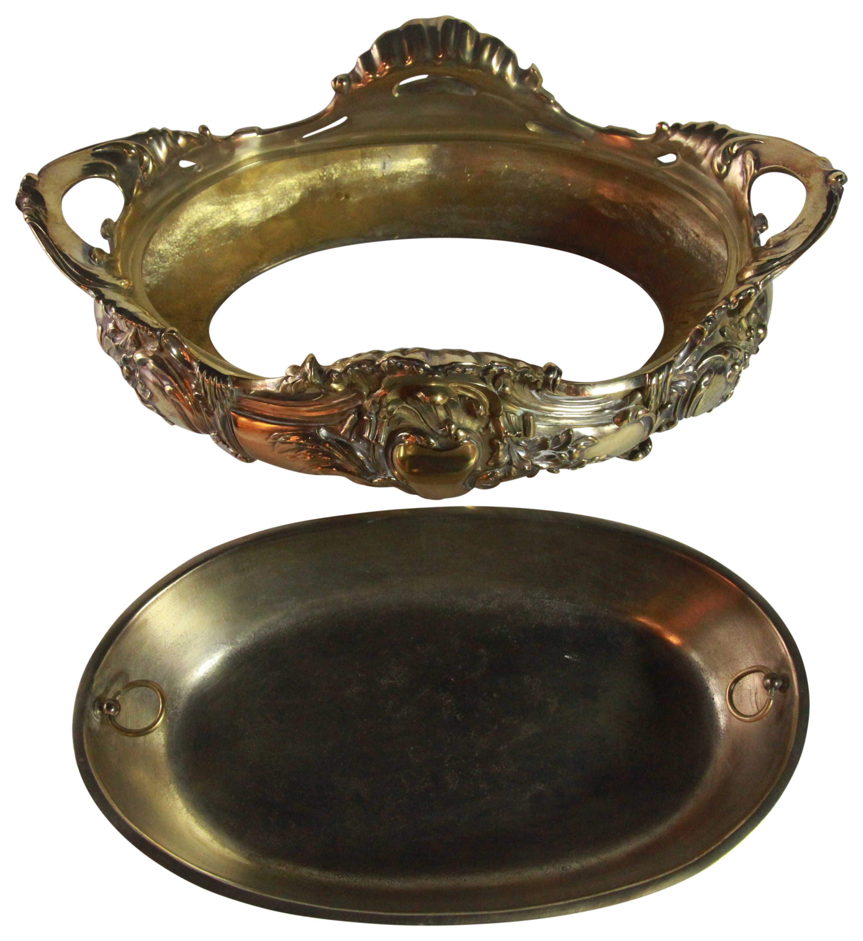 A two handled oval gilt bronze jardineer, possibly French. (L: 37cm), PROVENANCE: Property of a - Image 3 of 4