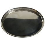 A large Russian silver oval tray. With pierced side decorations. Circa 1840 - (1005 grams) (