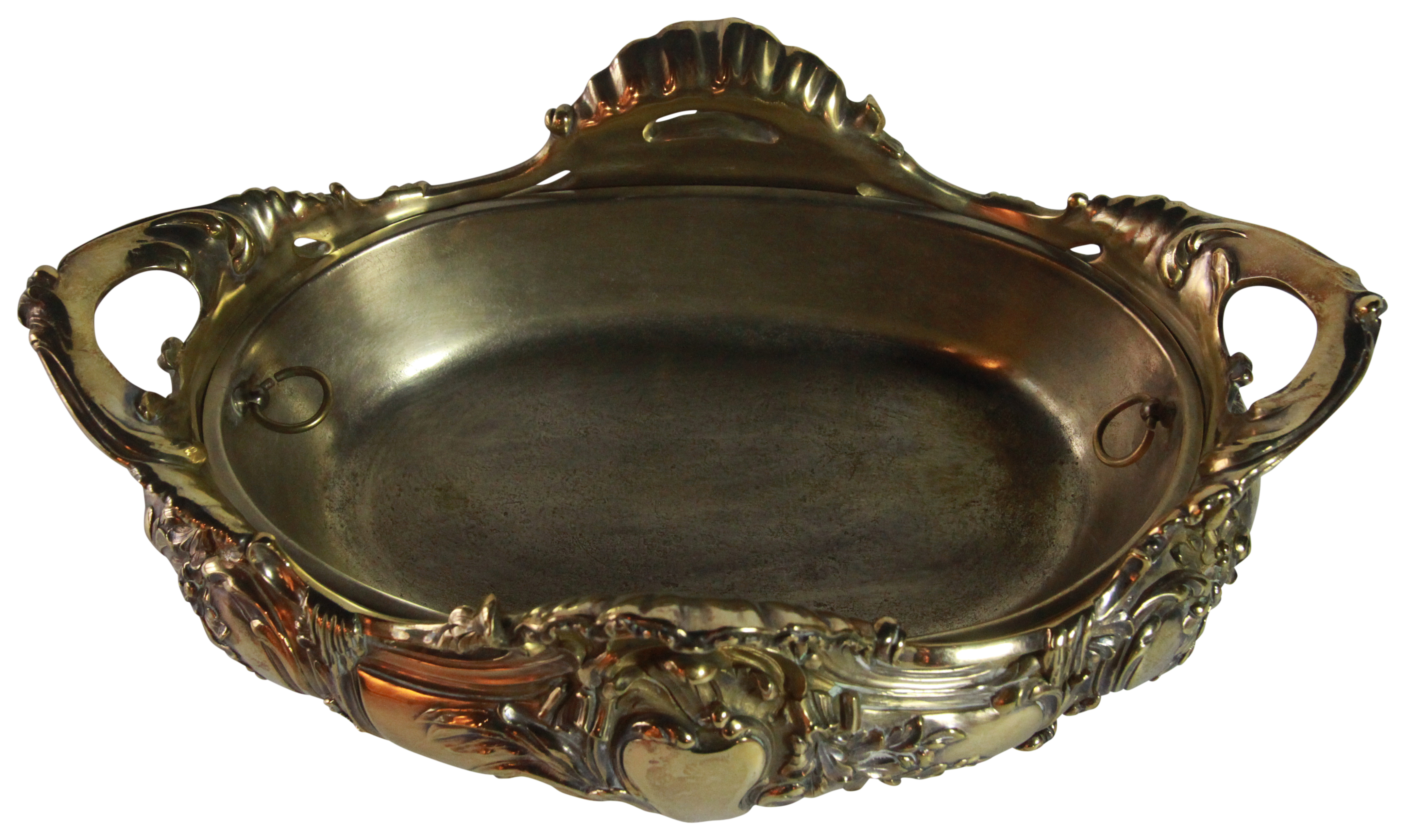 A two handled oval gilt bronze jardineer, possibly French. (L: 37cm), PROVENANCE: Property of a - Image 2 of 4