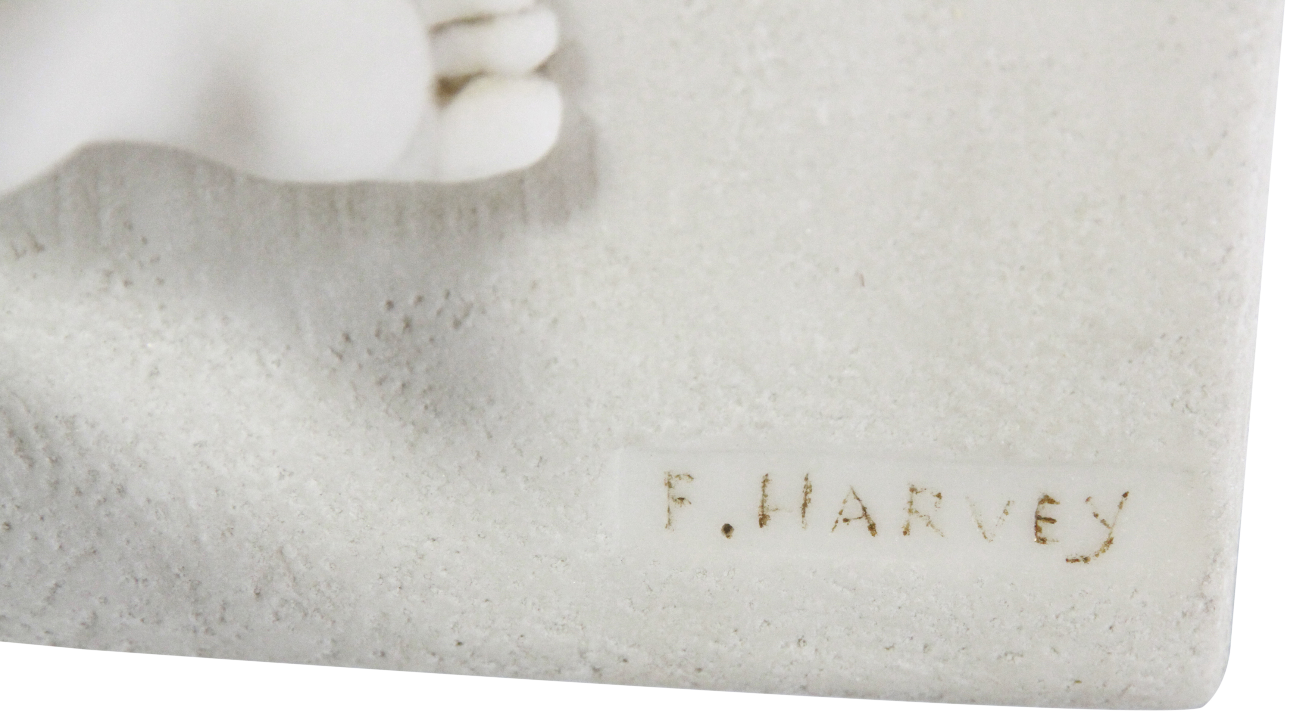 Marble sculpture Danseuse The ballerina signed on base 'F. Harveyu'- (L: 46cm, W: 16cm, H: 39cm), - Image 2 of 3