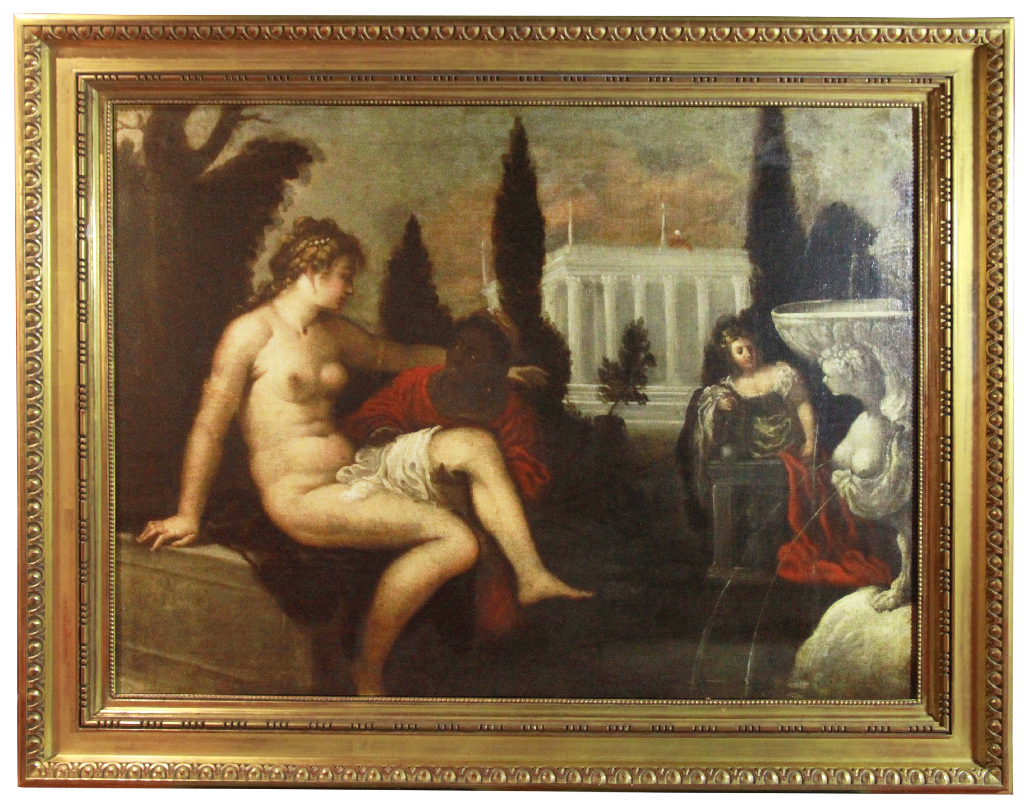 Venetian School '1600', "Bathsheba At Her Bath", Oil on canvas, (H: 80cm, W: 110), PROVENANCE: