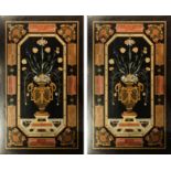 A superb Pair of Italian Pietra dura table tops depicting wonderful urns amongst foliage & panels,