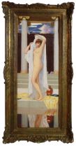R. Mansini, Female nude - Grecian Female, Oil on canvas, (H: 82cm, W: 30cm), signed on lower left,