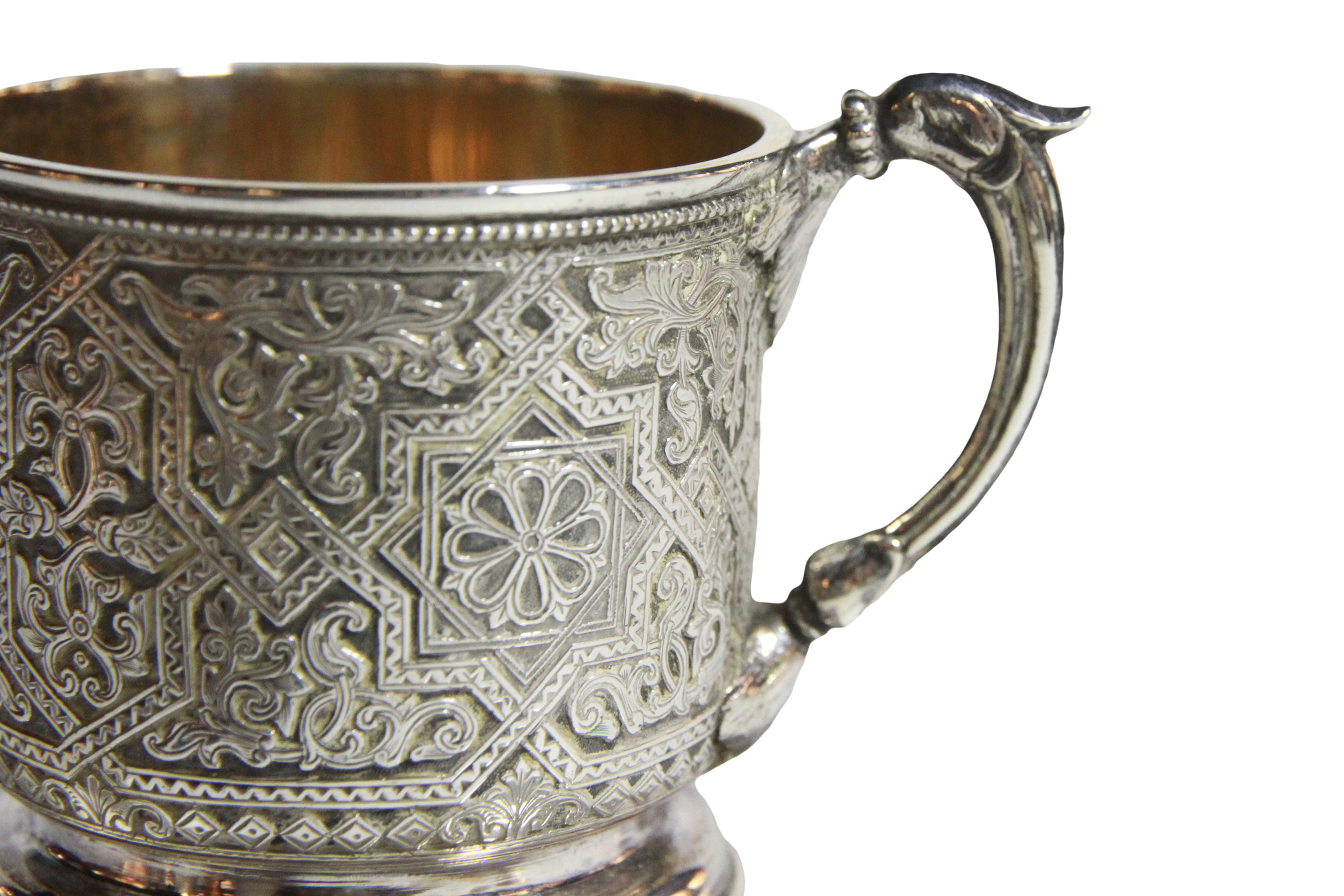 A good Russian silver gilt-lined cup of unusual geometric design. Moscow. A. O - 1889, (H: 7 cm, 6 - Image 5 of 6