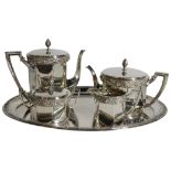 A German silver tea & coffee service with tray. Stamped 800, PROVENANCE: Property of a Gentleman