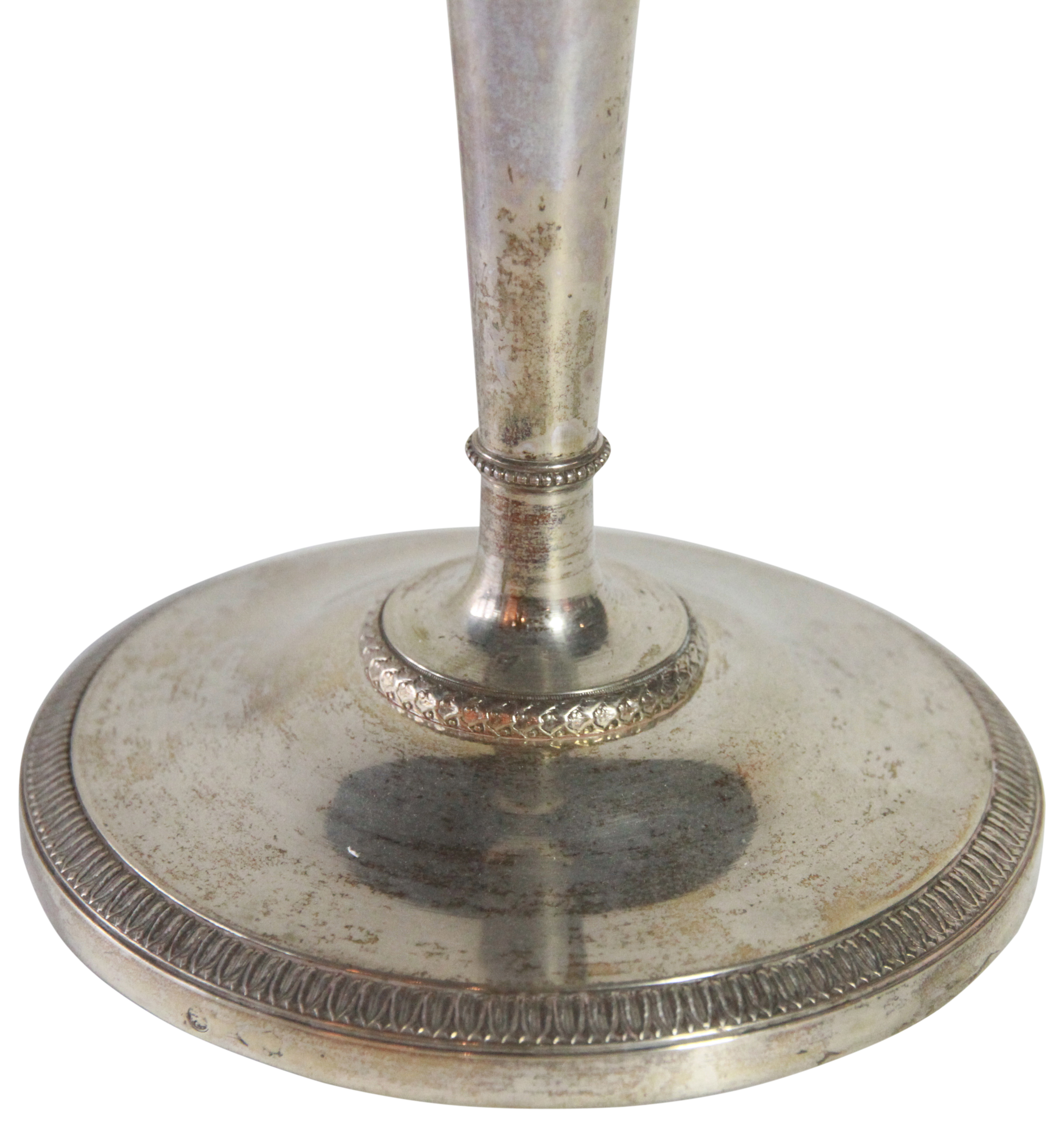 A pair of silver Italian candlesticks Milan Emanvel Caber.1815- 1856, (H: 26.5cm), PROVENANCE: - Image 2 of 3