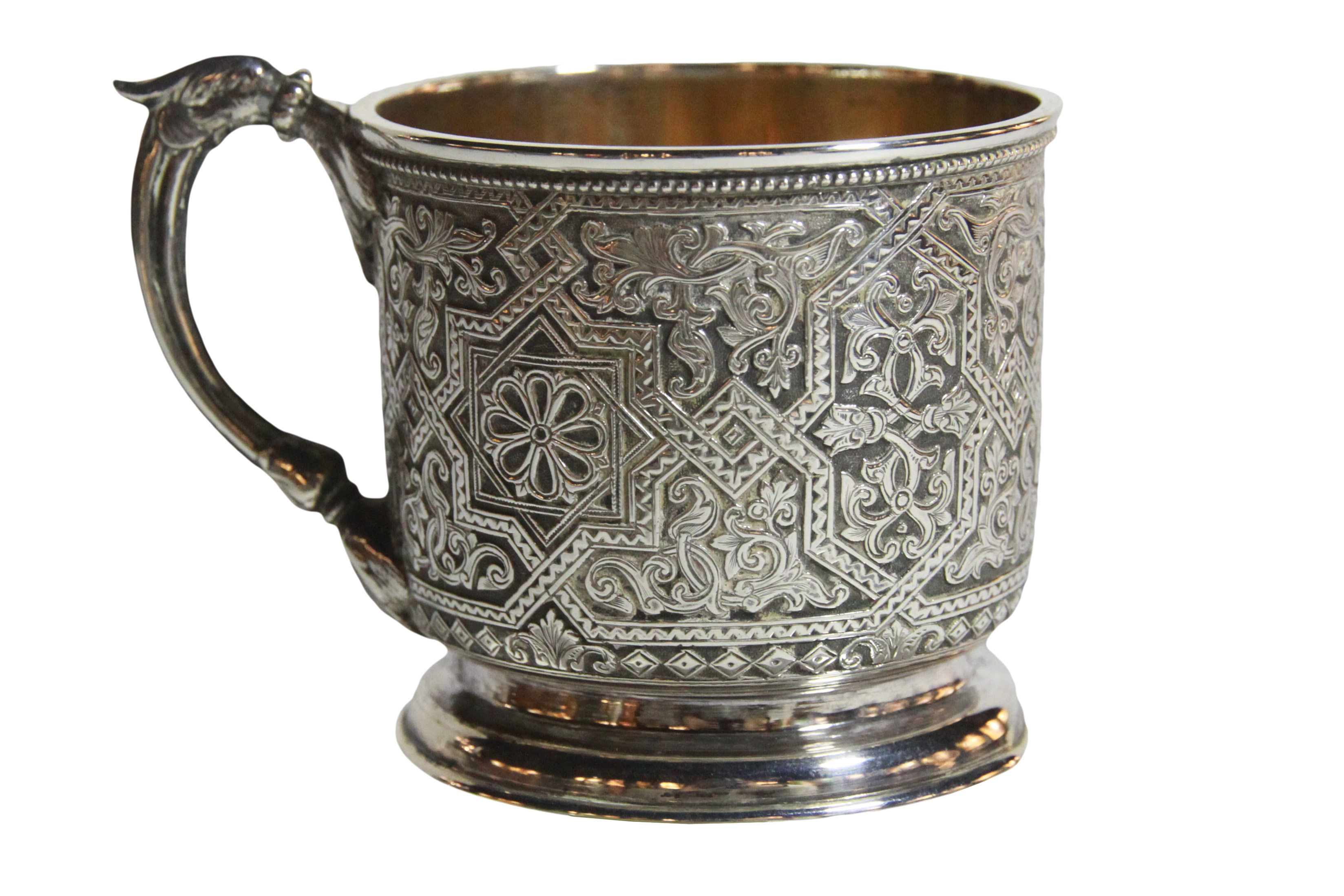 A good Russian silver gilt-lined cup of unusual geometric design. Moscow. A. O - 1889, (H: 7 cm, 6 - Image 3 of 6