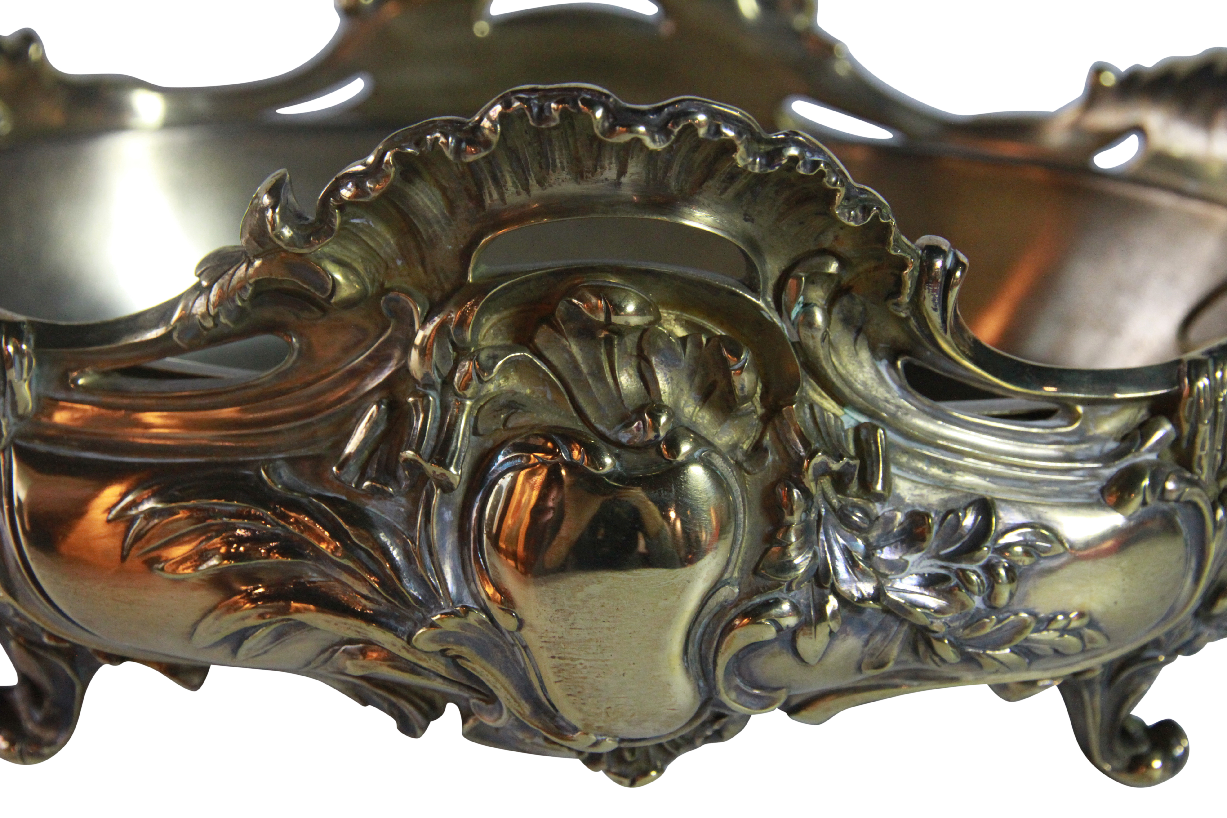 A two handled oval gilt bronze jardineer, possibly French. (L: 37cm), PROVENANCE: Property of a - Image 4 of 4