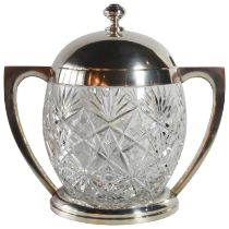 A large european cut glass two handled ice pail - Art Deco style, (H: 32cm), PROVENANCE: Property of