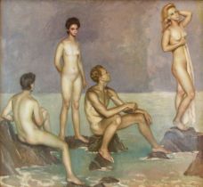 Jose De Togores (1893 -1970) (Spanish), Bathers, Oil on Canvas, (canvas: H: 106cm, W: 111cm),