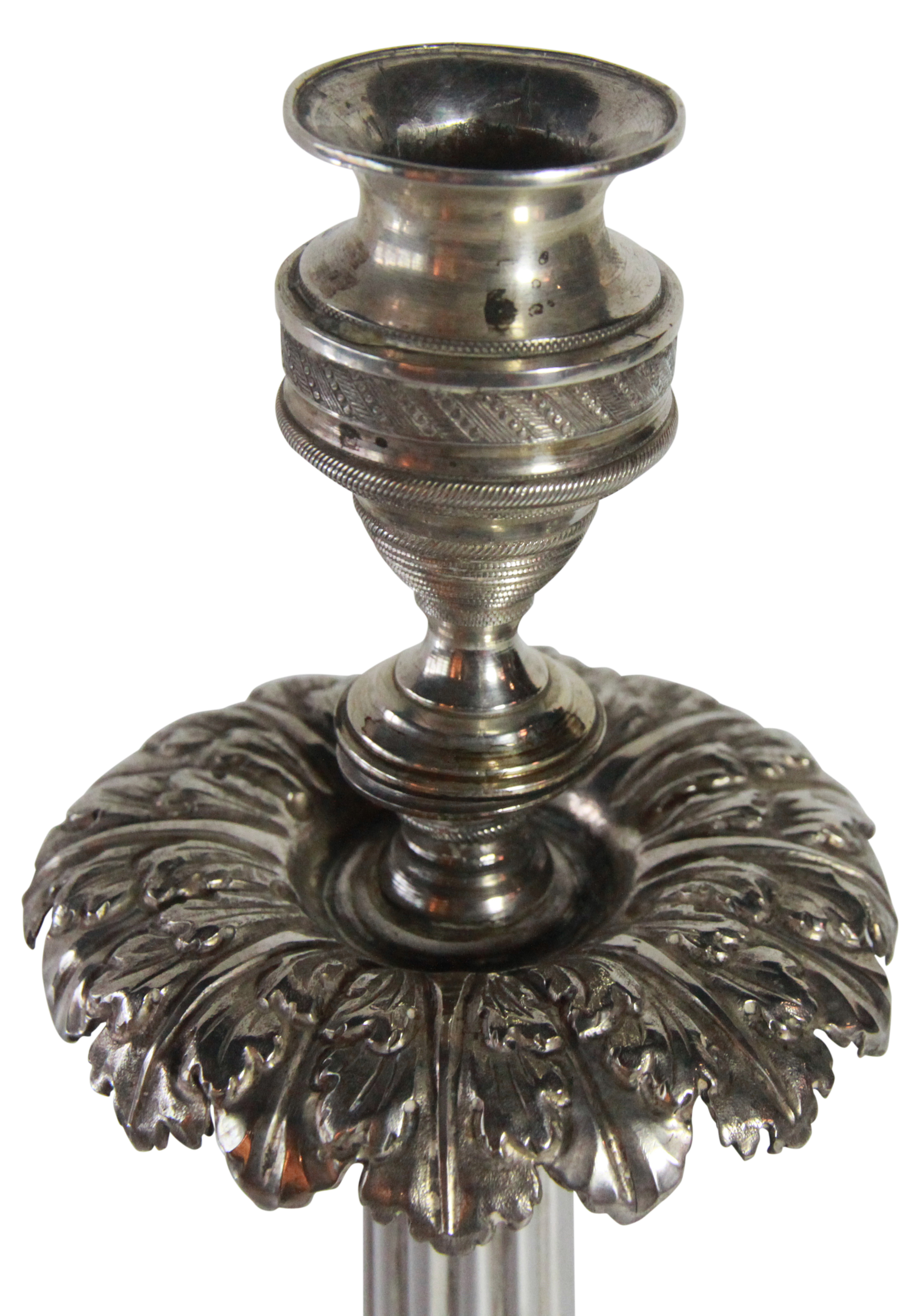 A pair of German silver candlesticks of tapered form upon circular scrolled bases. (H: 34cm), 981 - Image 4 of 4