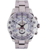 ROLEX: Ref 116689, AN 18 CT WHITE GOLD YACHTMASTER II WRISTWATCH signed dial with moving seconds and