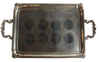 A large 2 handled Czechoslovakian serving tray (Plate) with shaped stylized boarders & handles. (