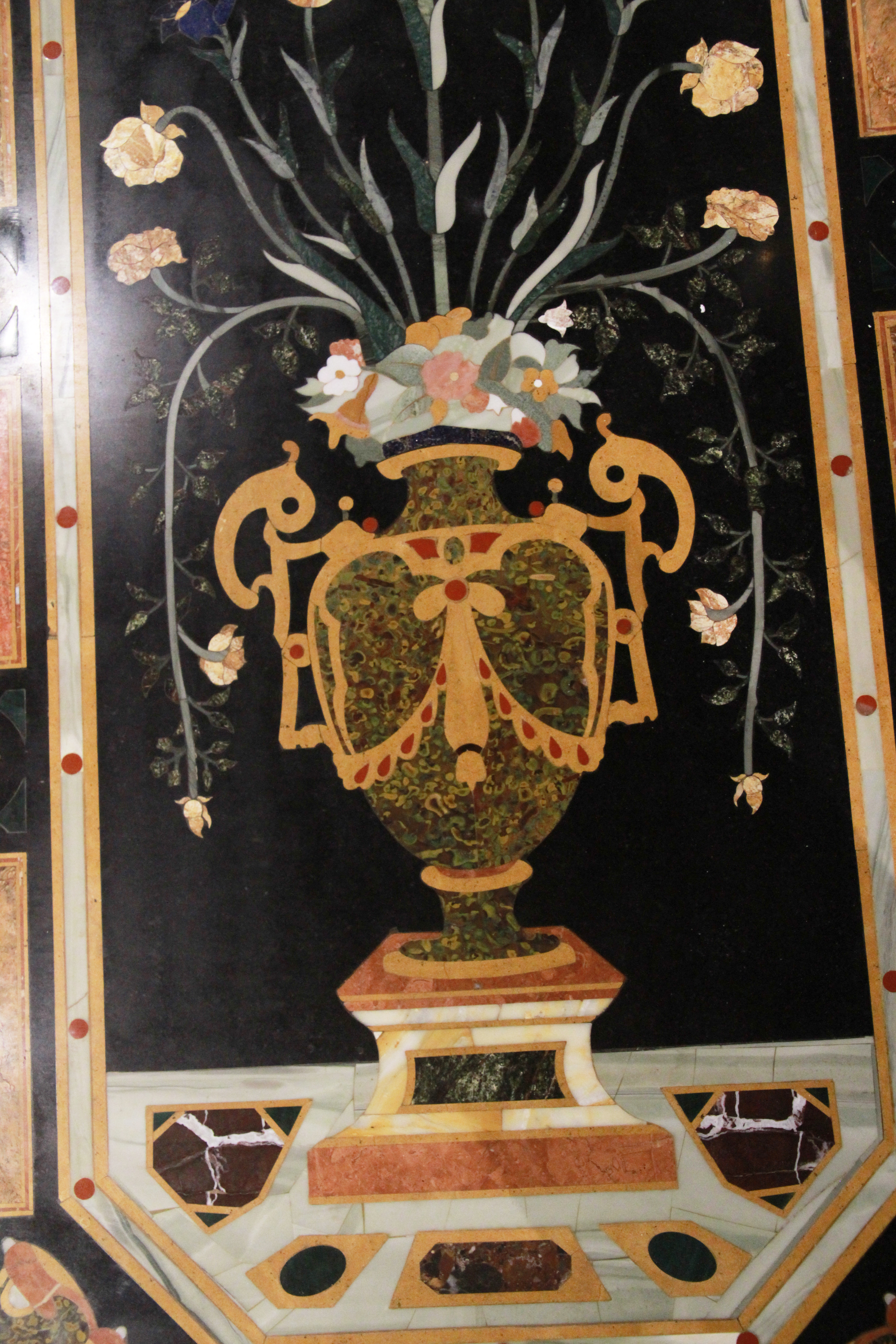 A superb Pair of Italian Pietra dura table tops depicting wonderful urns amongst foliage & panels, - Image 3 of 4