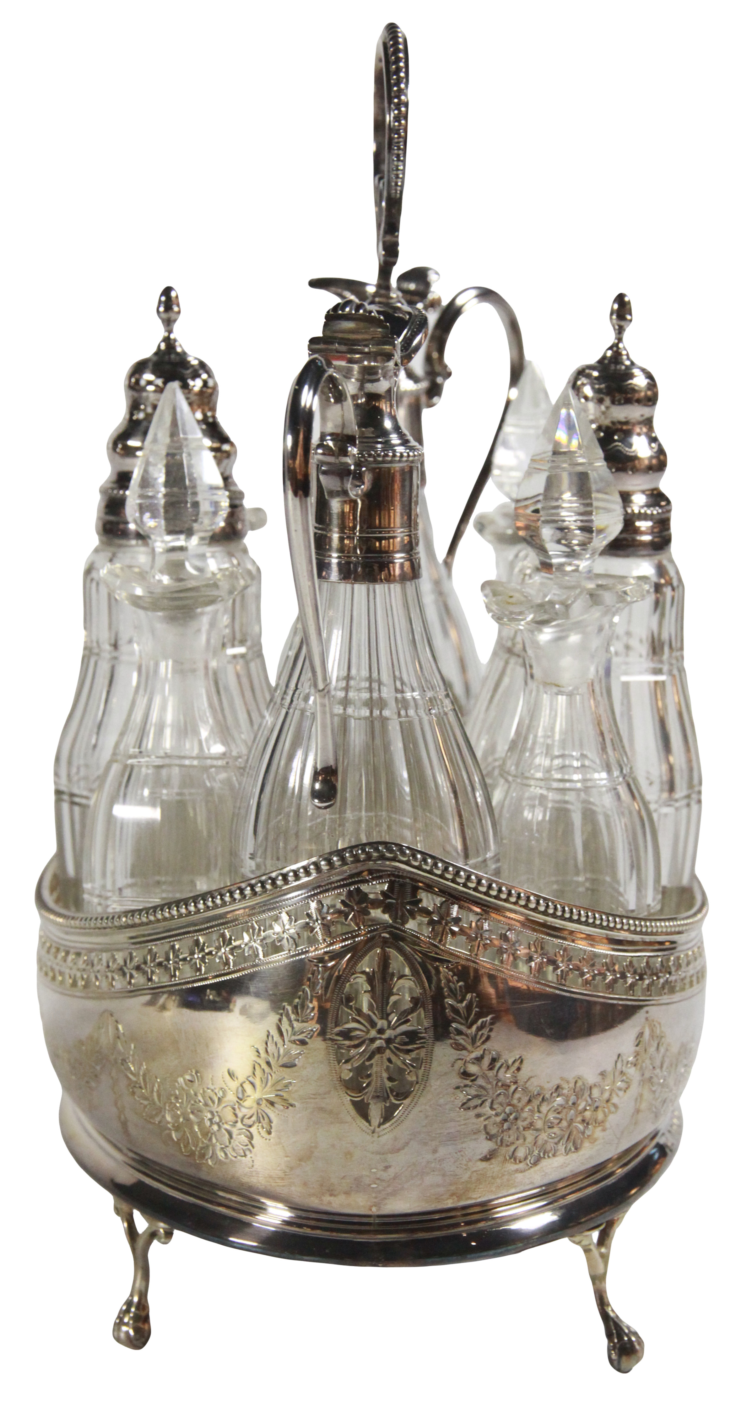A fine quality elegant 8 piece silver cruet. Hester Bateman London – 1787, comprising vinagettes - Image 4 of 5